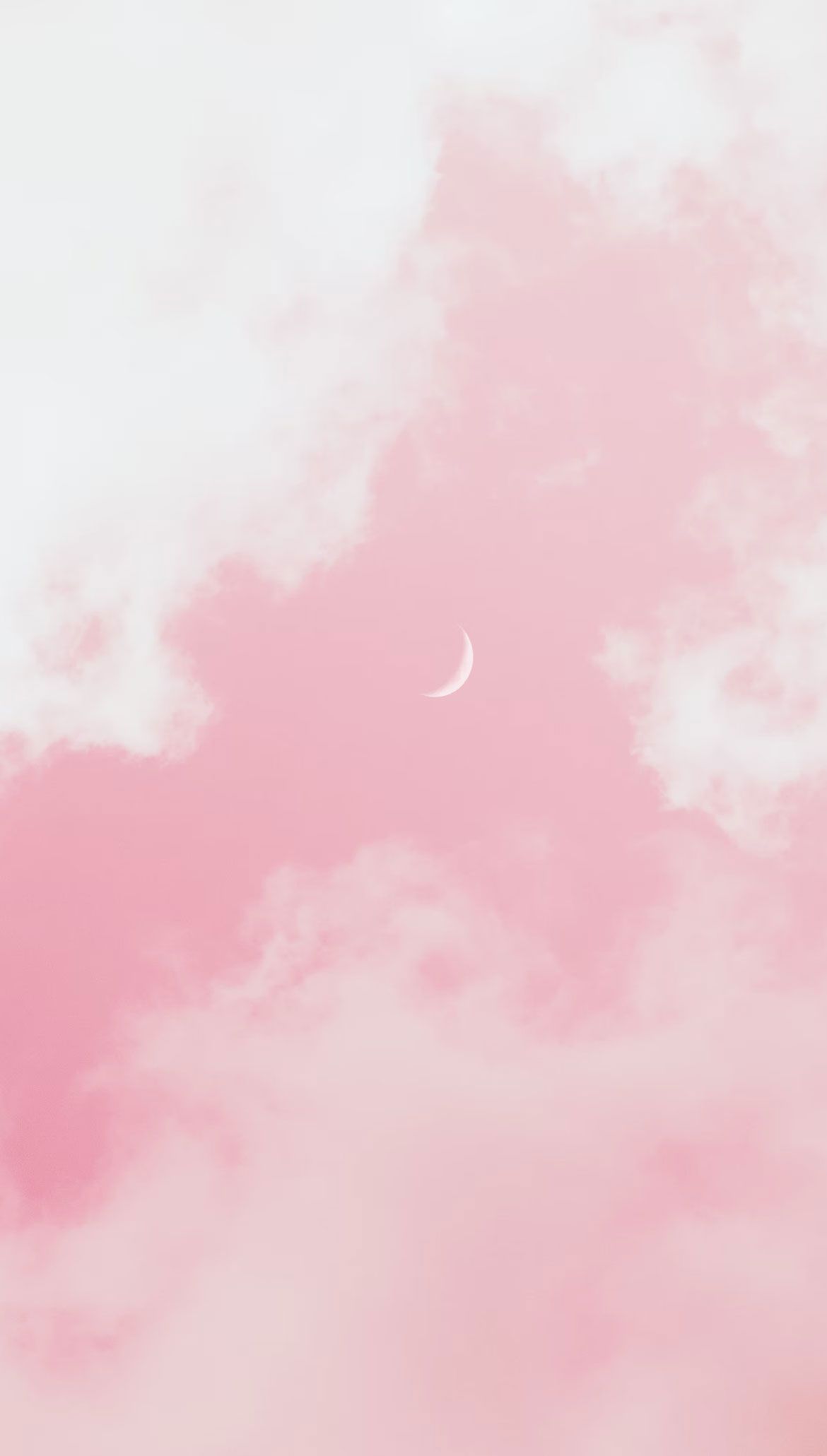 Pink Aesthetic Picture : Crescent Moon & Fluffy Cloud Wallpaper