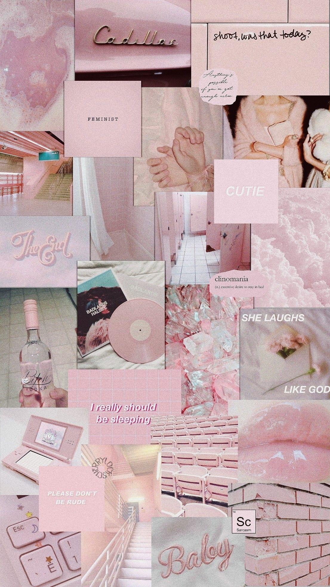 Aesthetic collage background pink wallpaper phone background - Pastel pink, collage, soft pink, light pink, pink collage, pink