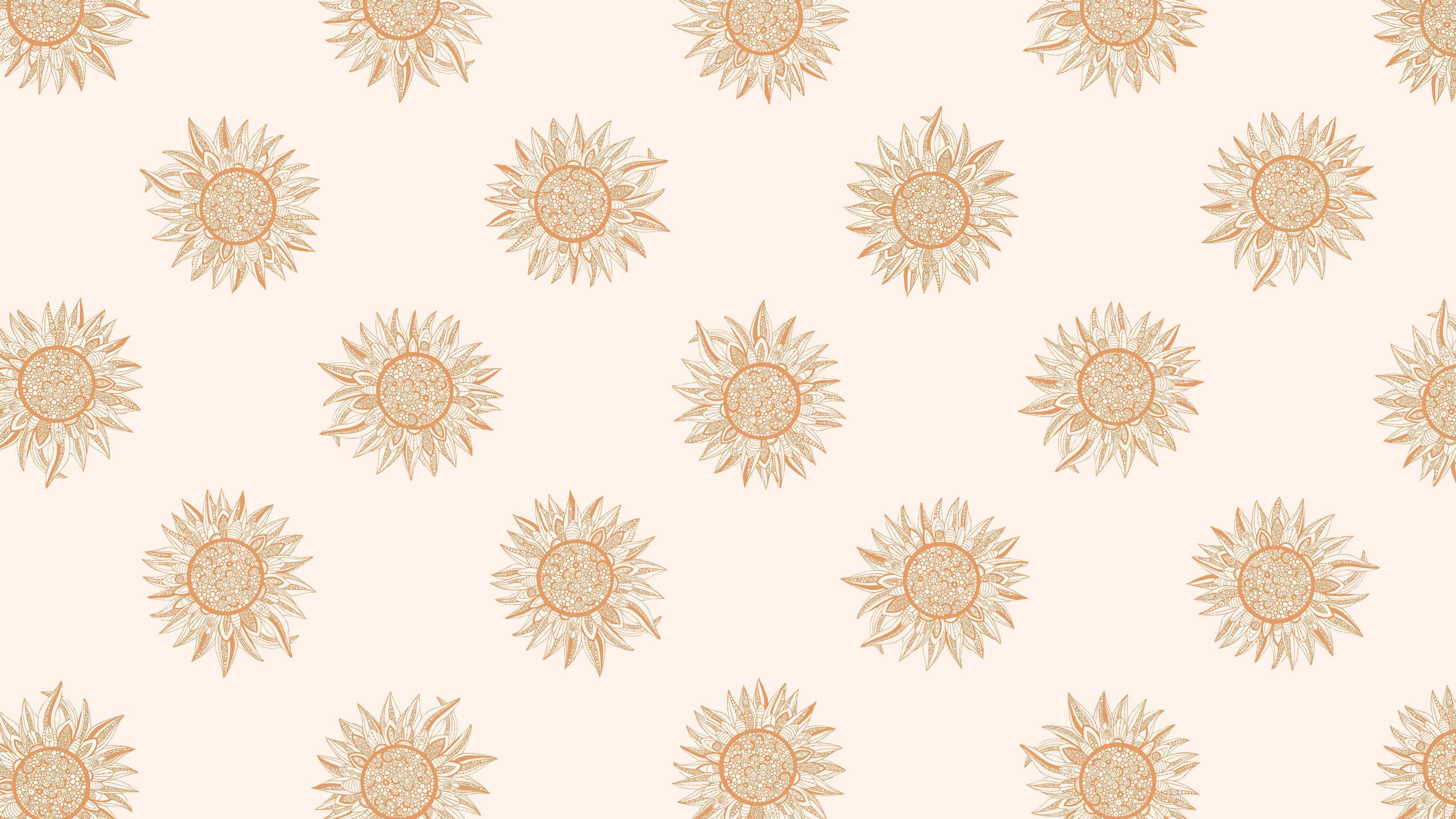 A pattern of sunflowers on beige background - Chromebook, sun, gold, cute