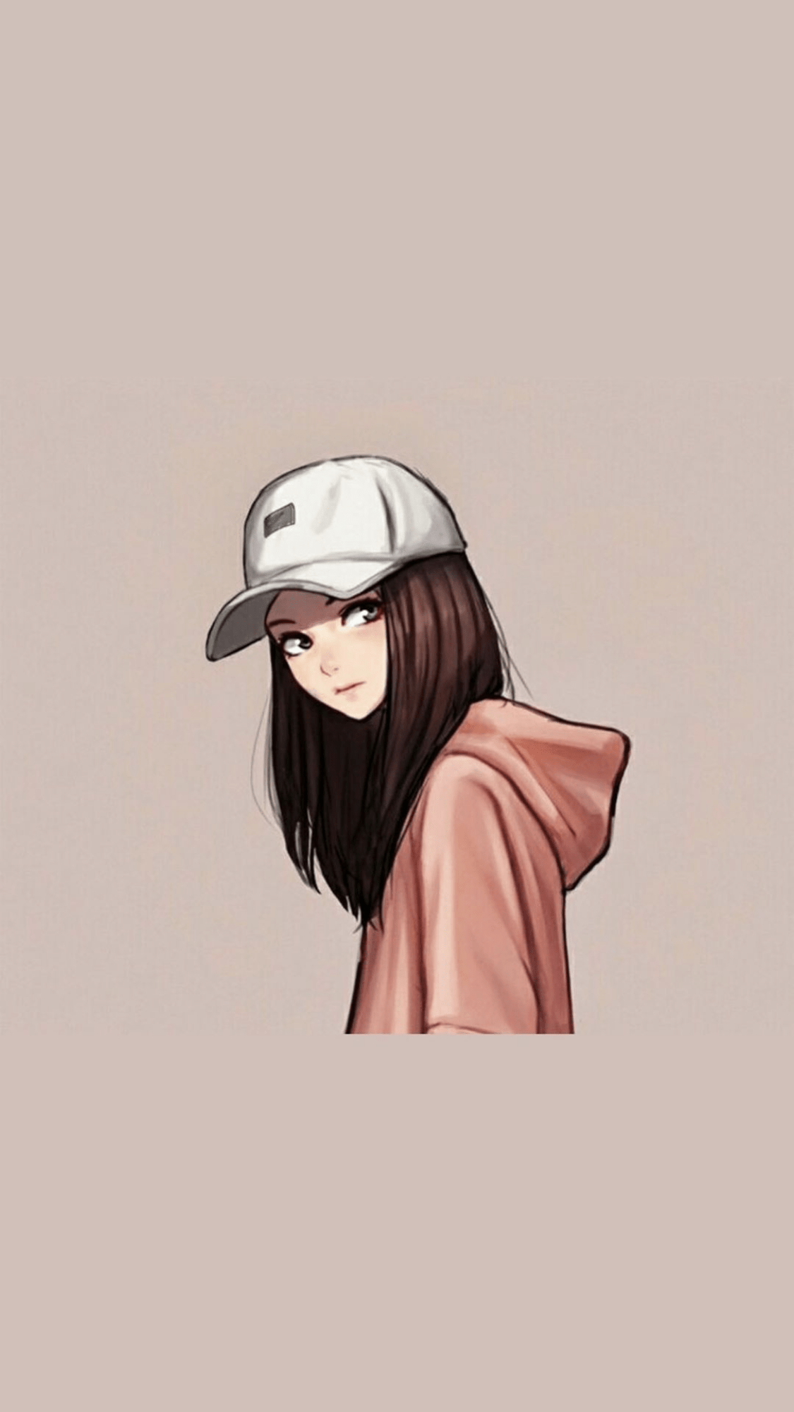 A girl with black hair wearing white hat - Cute, anime girl