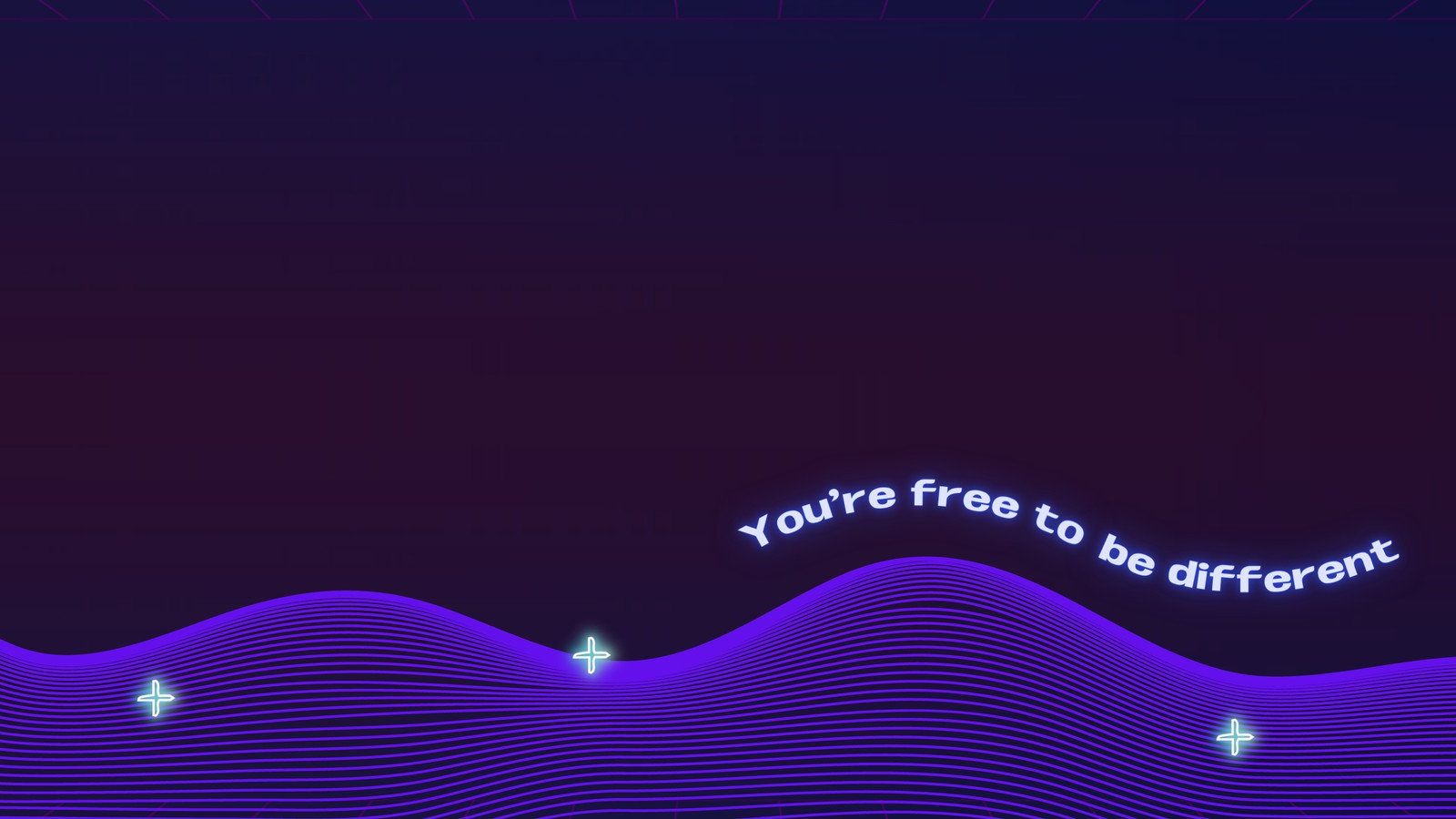 Purple and blue waves with the text 