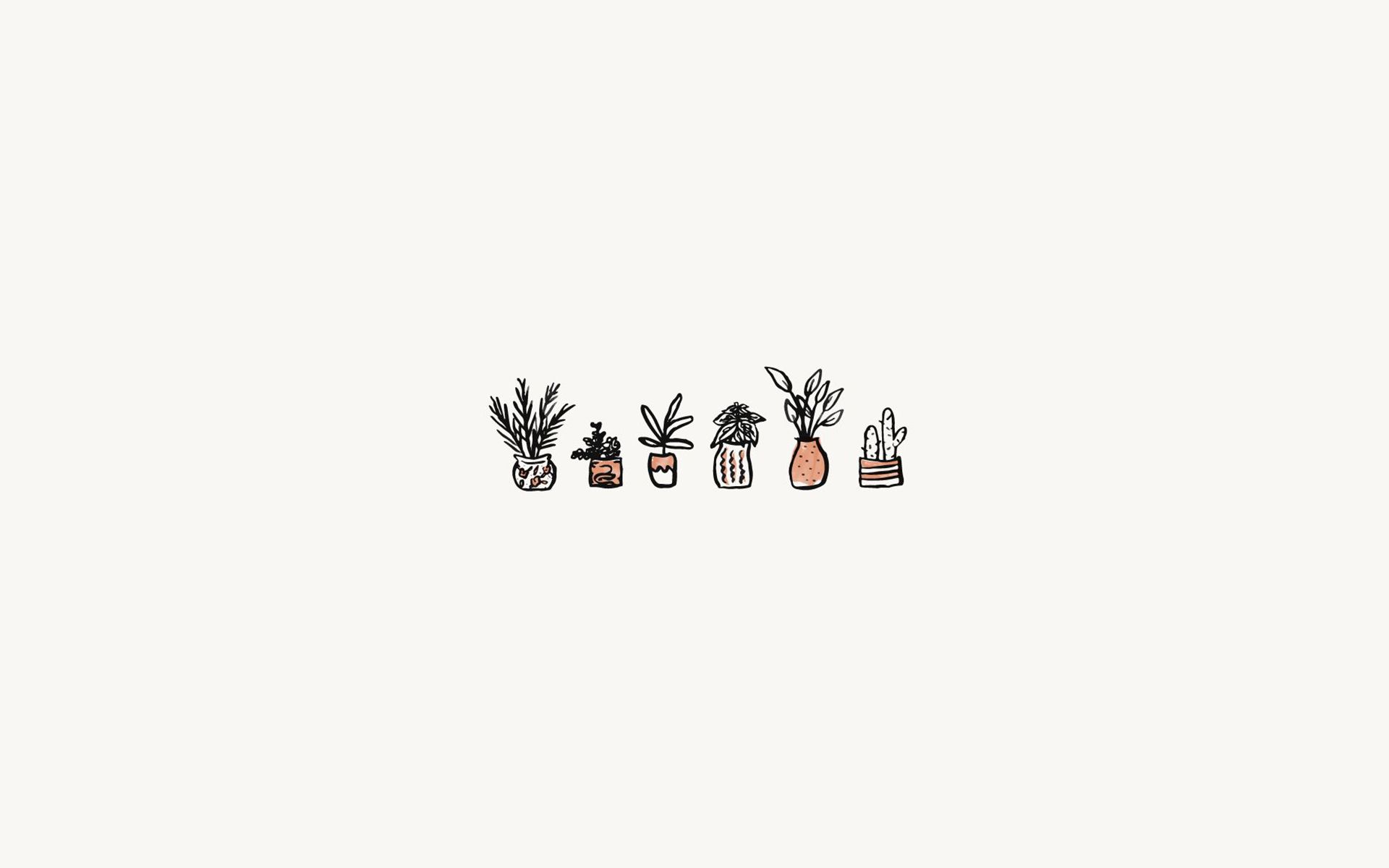 A drawing of some plants in glass jars - MacBook, computer, Chromebook, simple, cute, white, study, pretty, cute white