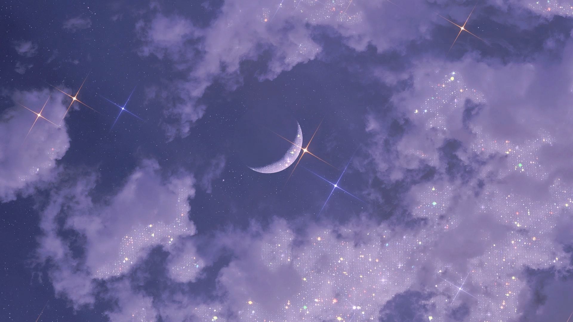 Animated Moonlight Aesthetic Glitter Sky Sparkle Background