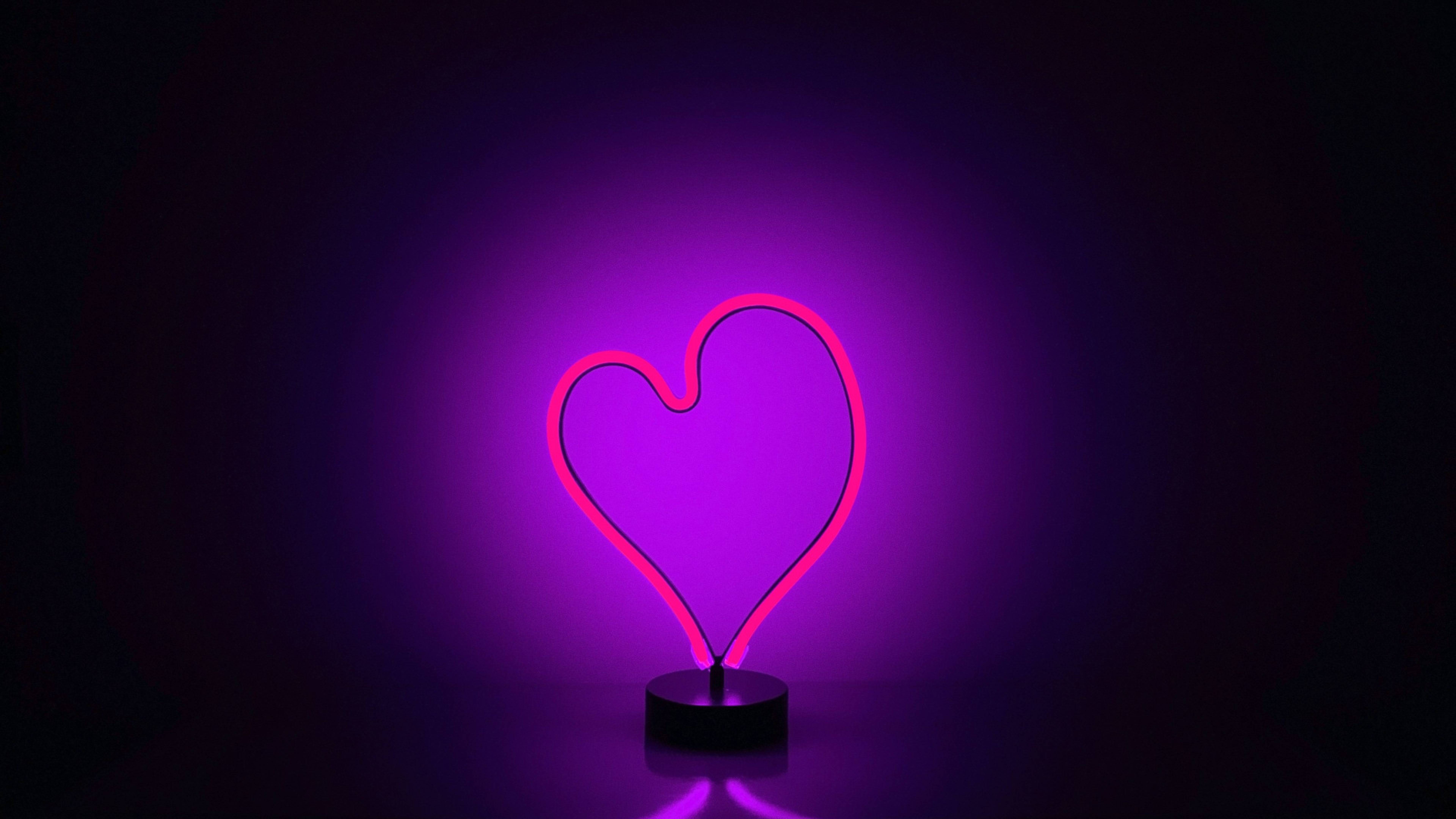 Neon Light Heart 8K Wallpaper, HD Minimalist 4K Wallpaper, Image, Photo and Background
