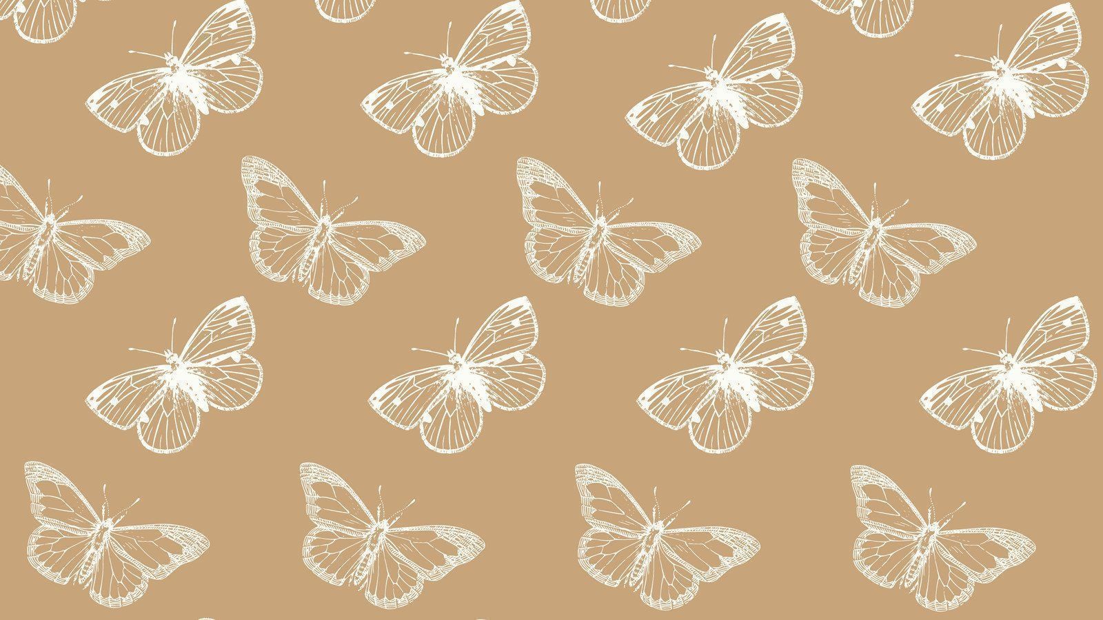 A pattern of white butterflies on beige - Spring, computer, cute