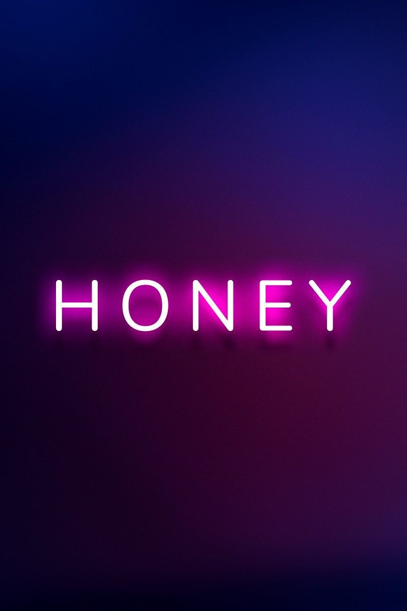 Honey neon pink text on indigo blue background. free image / Wit. Neon pink, Neon aesthetic, Wallpaper iphone neon