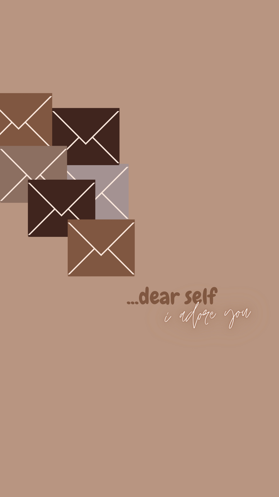 A brown background with white letters that say dear self - IPhone, cute iPhone, couple, cute, brown, minimalist, cool, phone