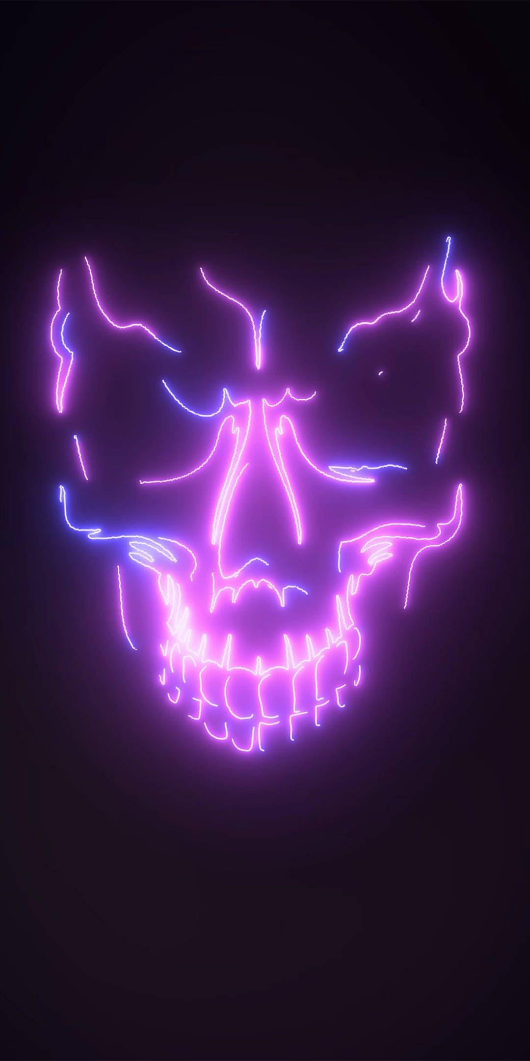 Download Black And Purple Aesthetic Neon Skull Wallpaper