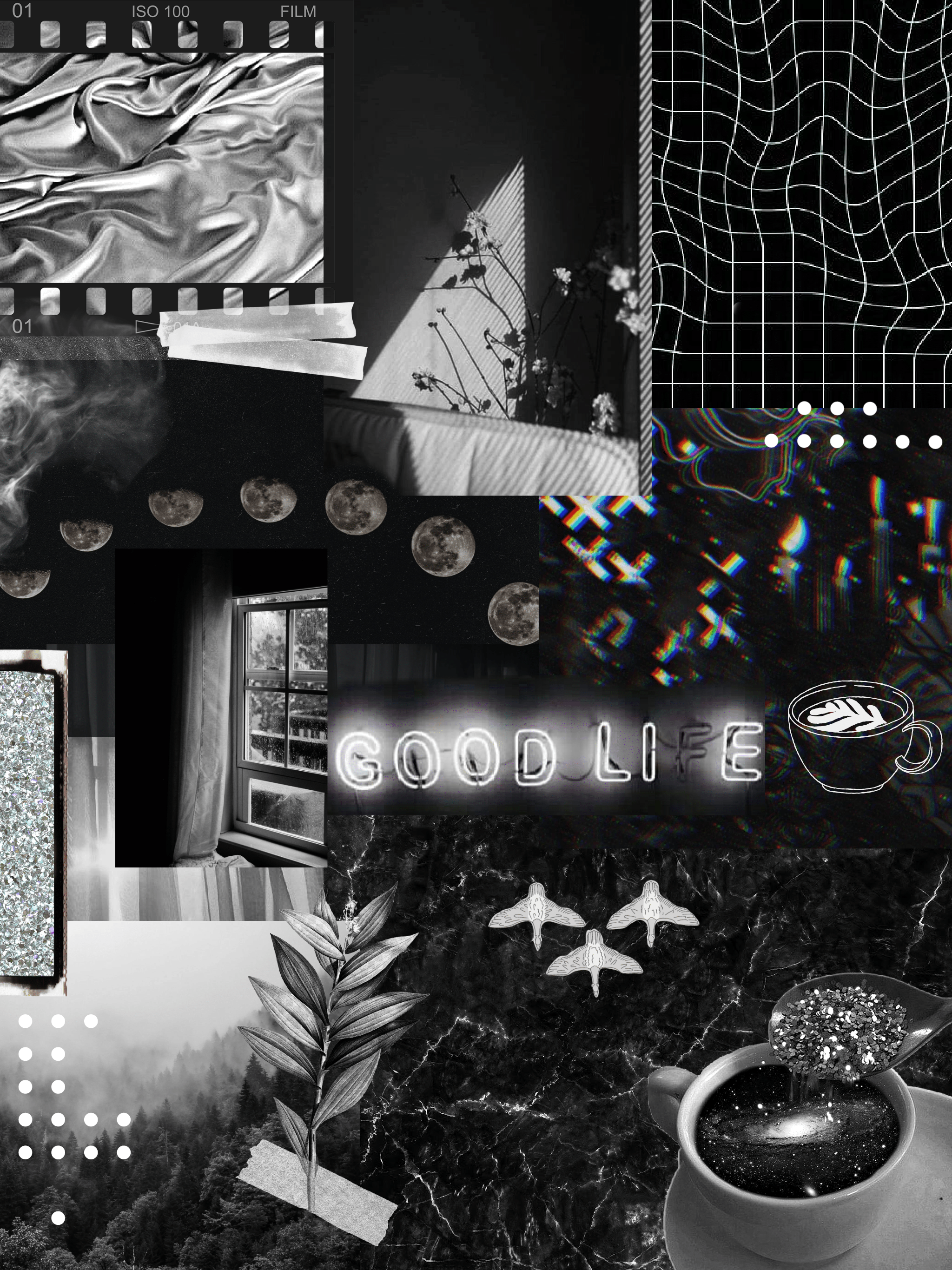 A collage of pictures with the words good life - IPad, black