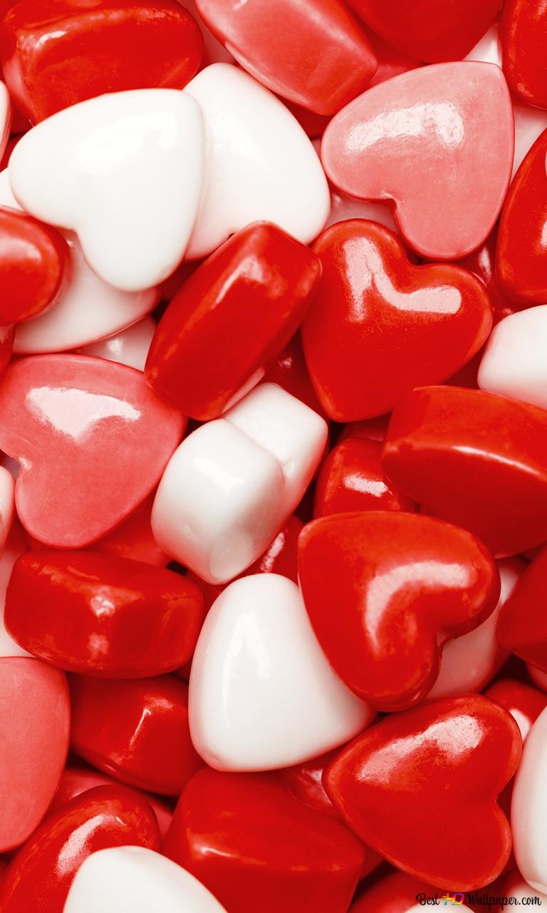 Valentines heart candy 2K wallpaper download