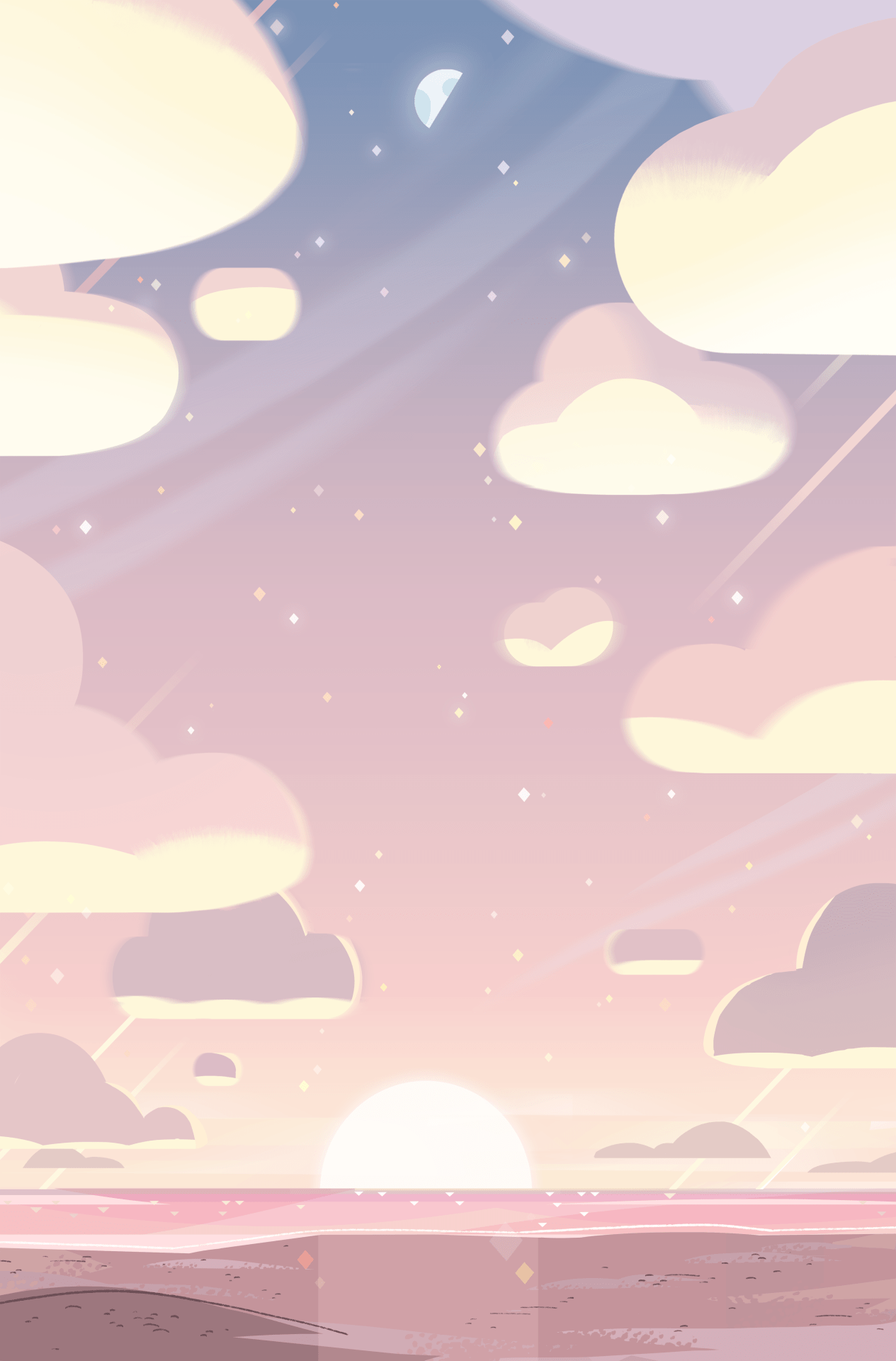 A sunset with clouds and water in the background - 90s anime, iPad, Steven Universe, cute, pink phone, pretty, anime sunset, illustration