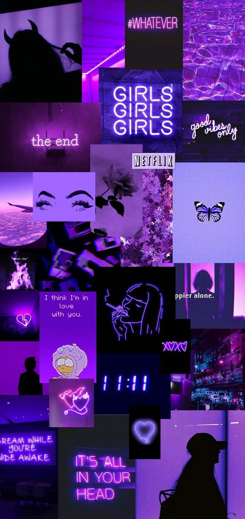 Neon purple aesthetic collage. Purple aesthetic background, Dark purple, Black and purple, Aesthetic Cute Neon HD phone wallpaper