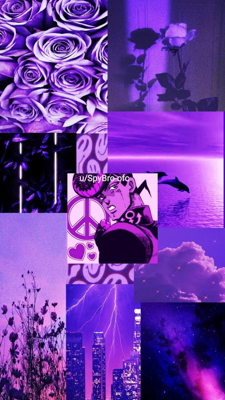 Purple aesthetic wallpaper I made of Josuke [OC]