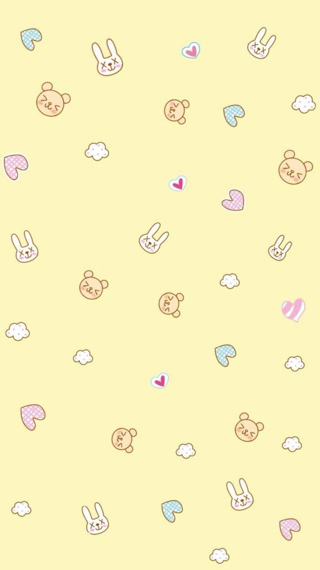 Kawaii wallpaper for phone and desktop. Find more on our website - Yellow, cute, pastel yellow