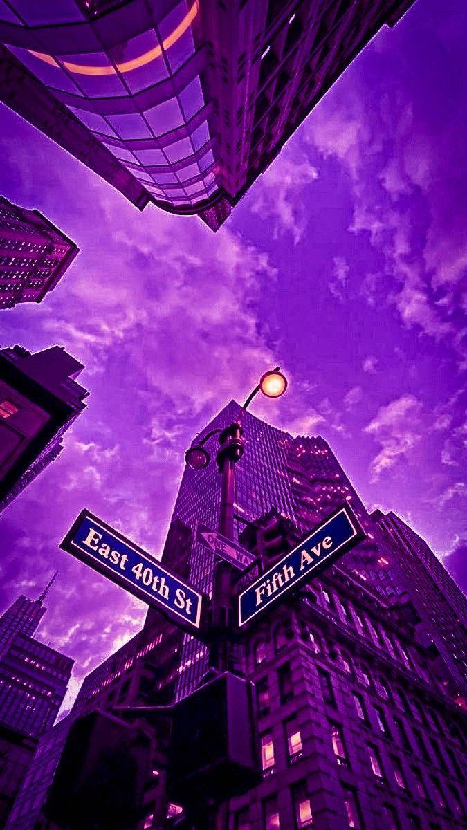 Download Black And Purple Aesthetic Street Corner Wallpaper