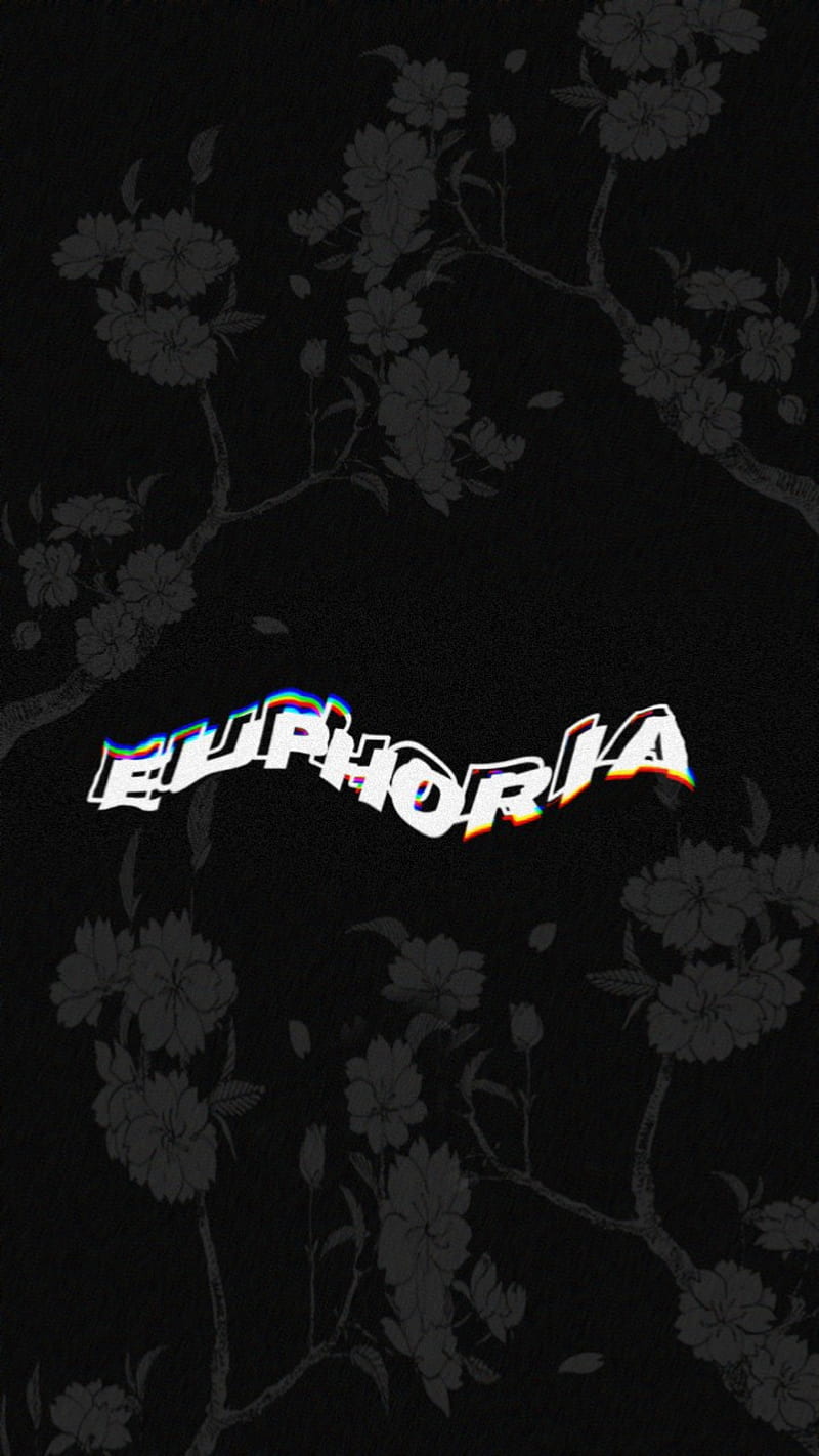 Euphoria mazokku, aesthetic, amoled, black, dark, desenho, elegant, flowers, HD phone wallpaper