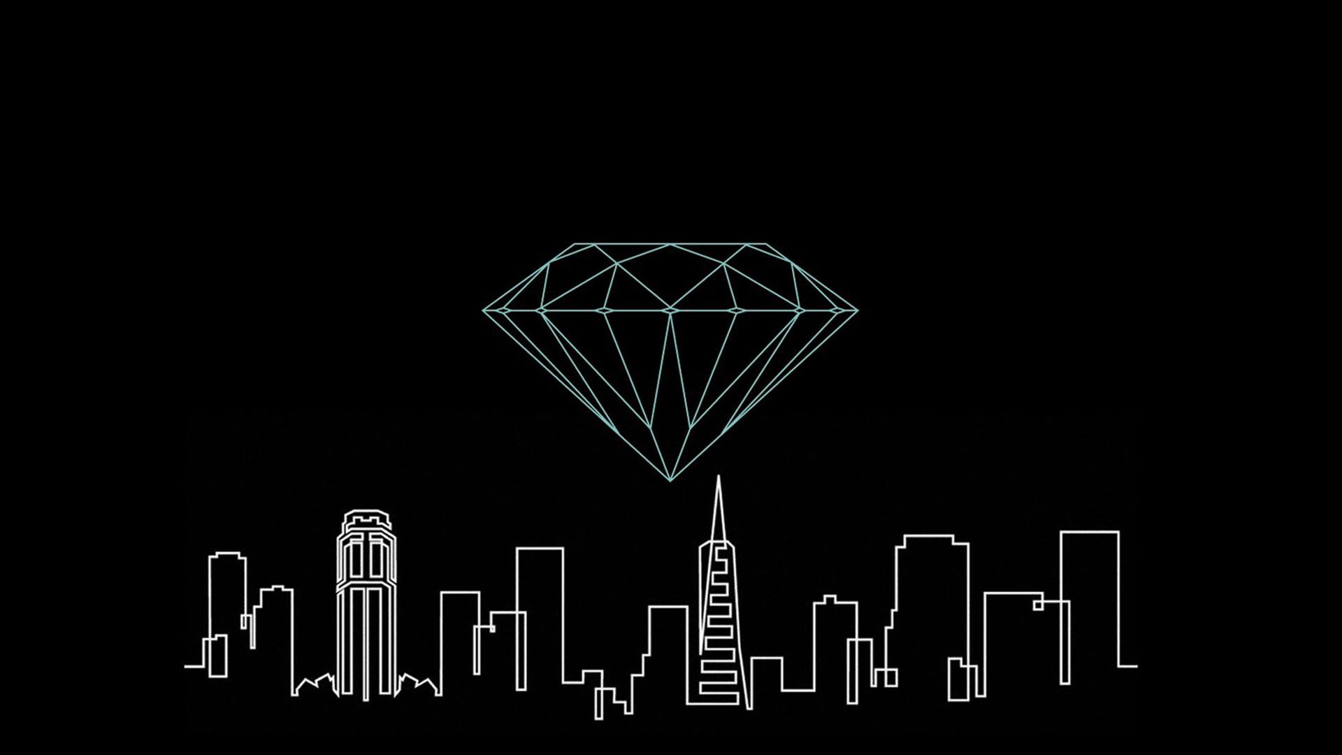 A diamond shaped image with the city in it - Diamond, black, HD, city