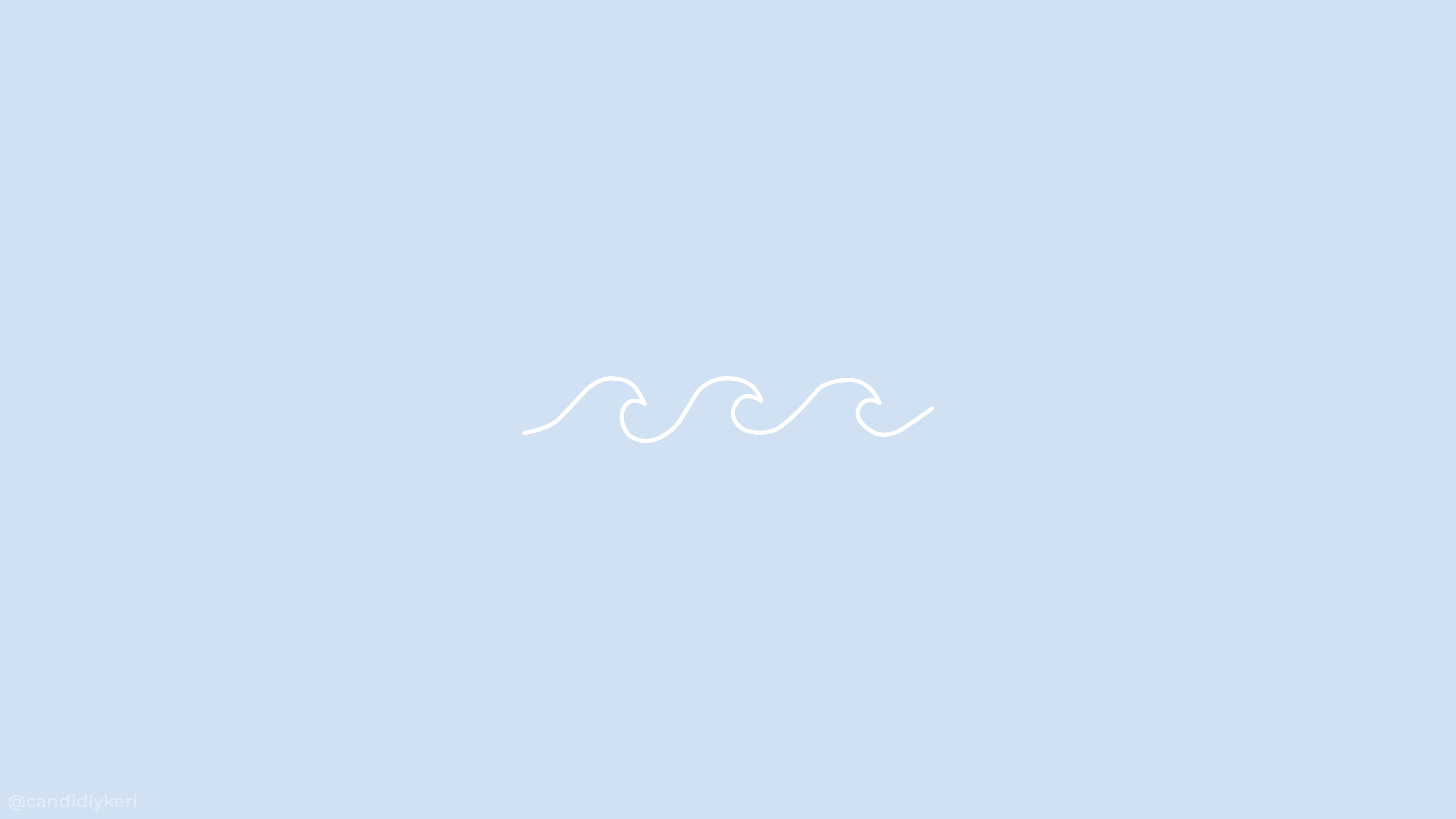 Minimalist white wave icon on a blue background - Desktop, laptop, minimalist, pretty, cute, computer, simple, clean