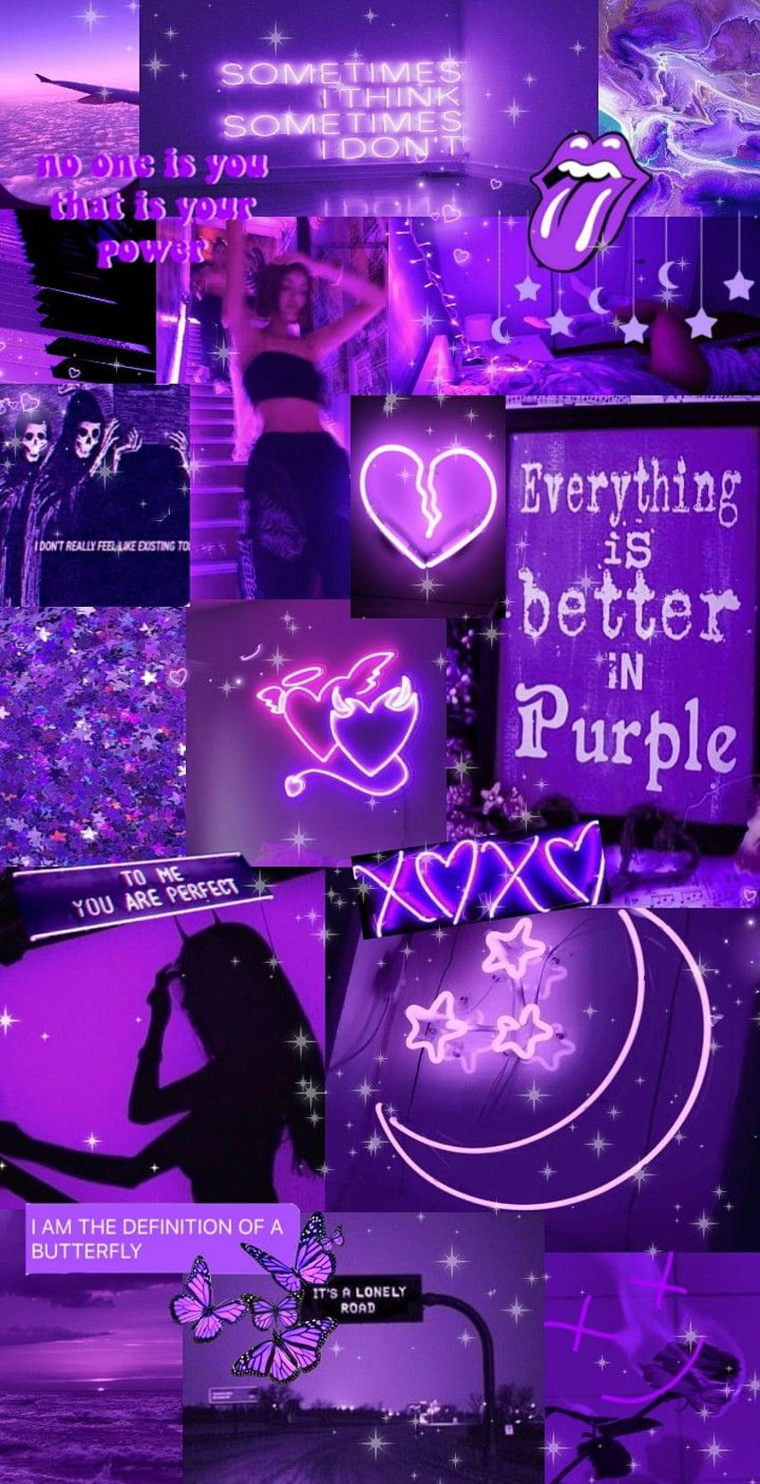 Purple Aesthetic Collage, iphone neon purple aesthetic HD phone wallpaper