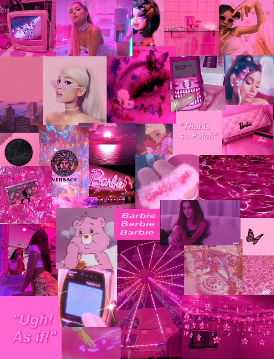 Pink Collage Neon Wallpaper