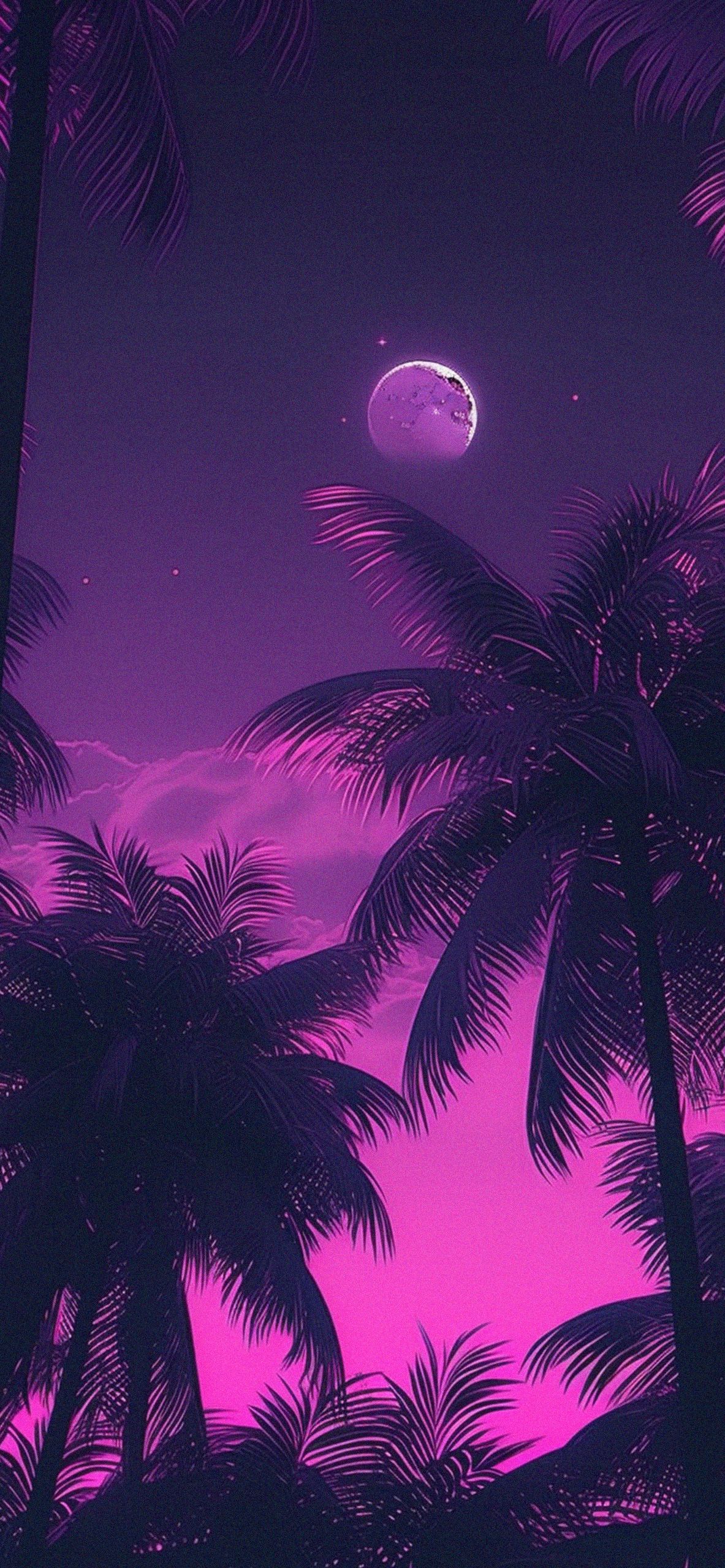 Aesthetic purple palm trees wallpaper for your iPhone X from the ... - Purple, moon, violet, light purple
