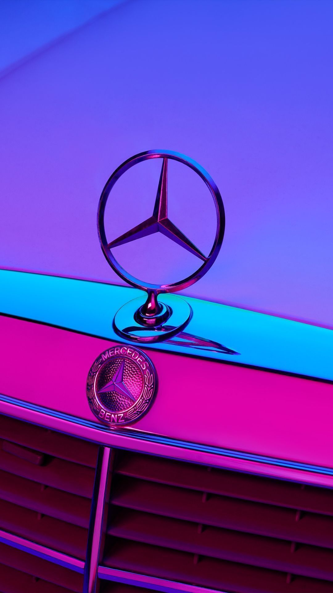Mercedes Benz wallpaper for iPhone with high-resolution 1080x1920 pixel. You can use this wallpaper for your iPhone 5, 6, 7, 8, X, XS, XR backgrounds, Mobile Screensaver, or iPad Lock Screen - Neon, violet, neon purple, purple, colorful