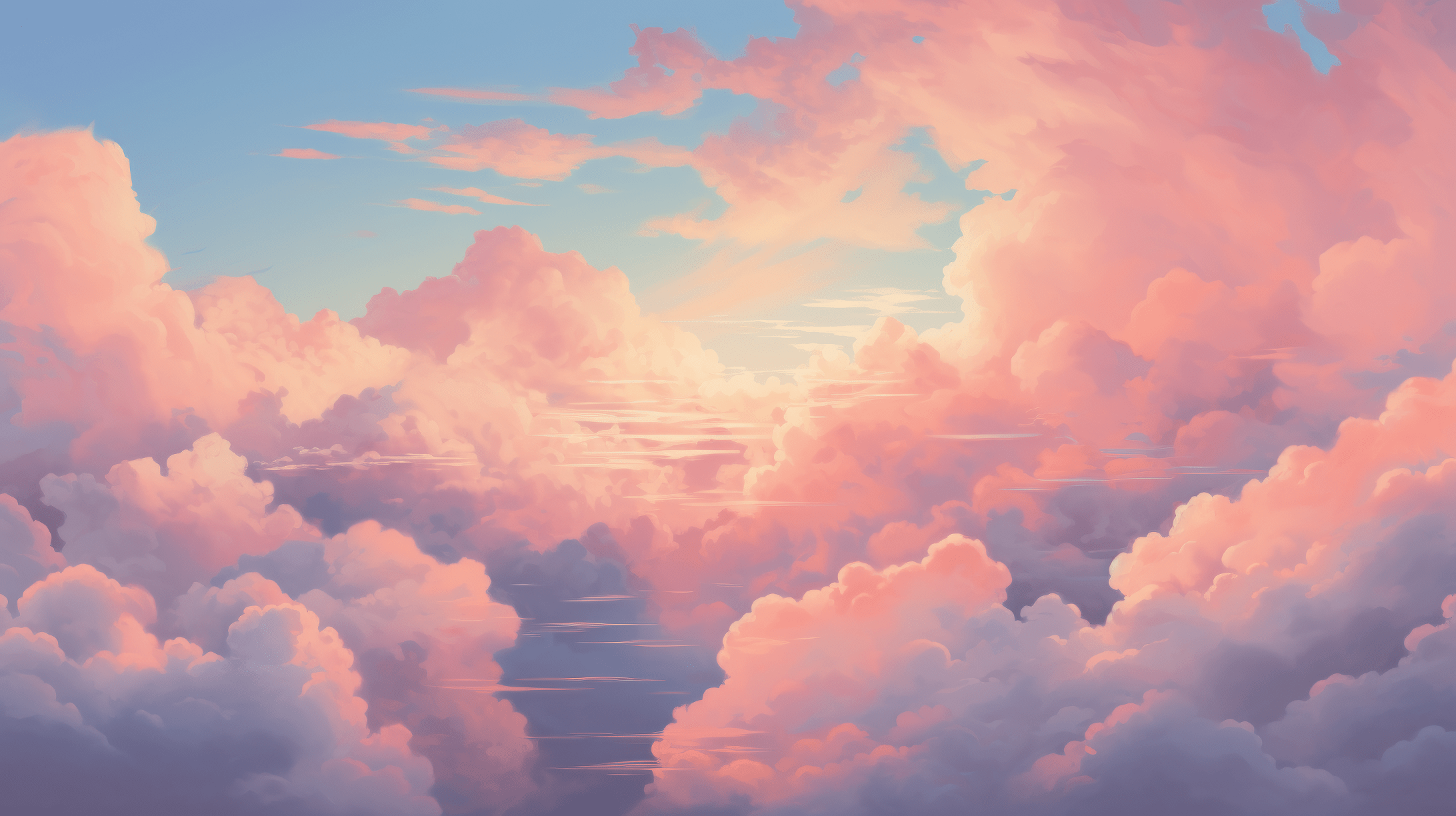A painting of a pink and blue sky with clouds - Pink, HD, sunrise, cloud, pink phone
