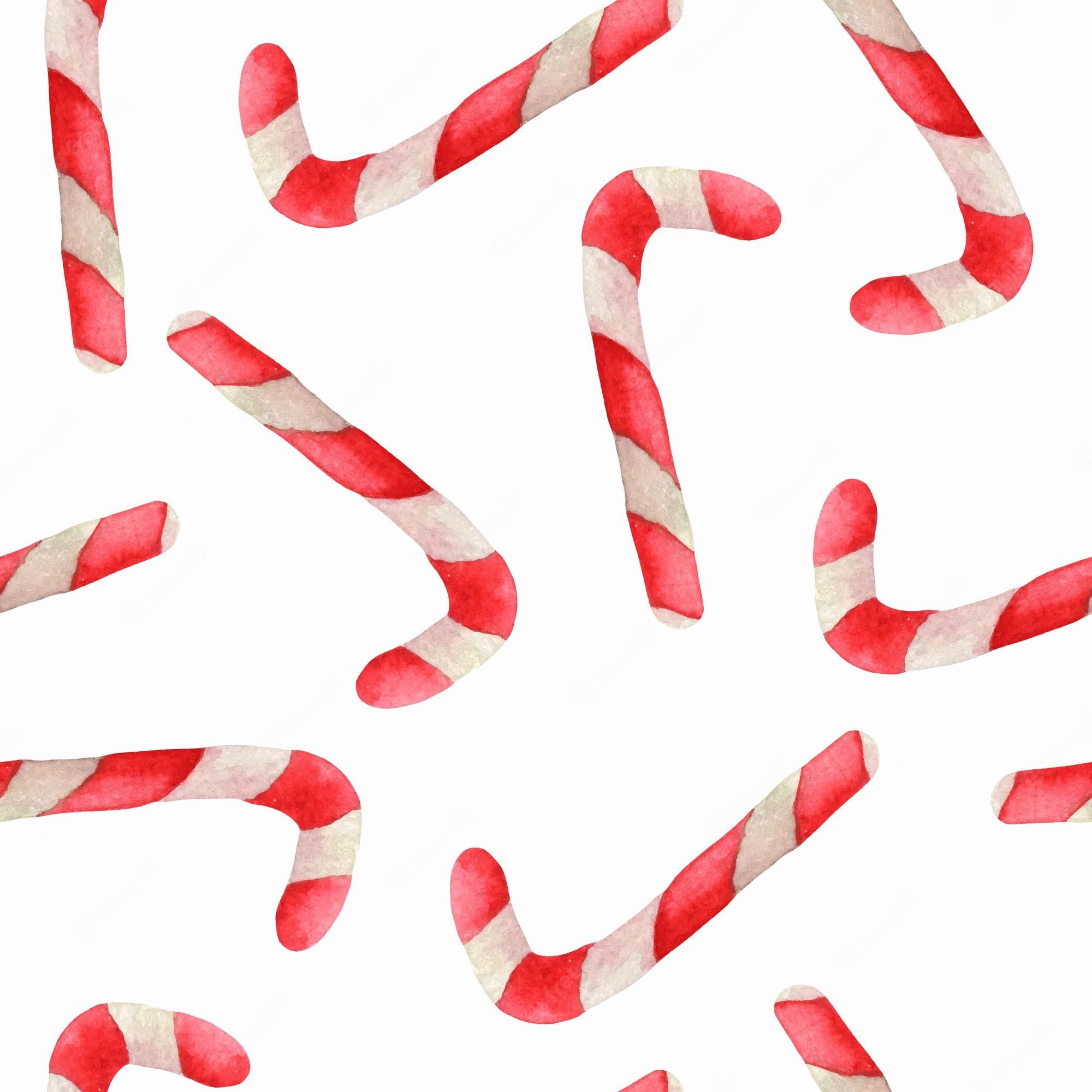 Premium Vector. Watercolor candy cane, christmas stick seamless pattern