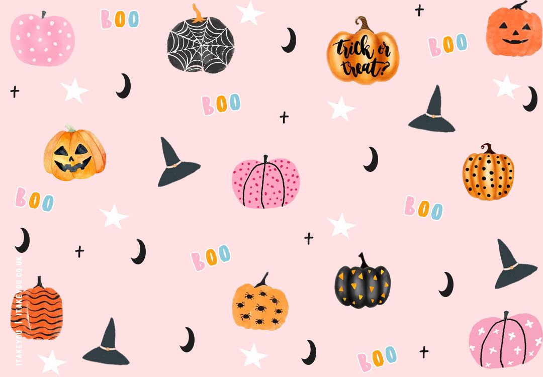 Halloween desktop, pink, cute Halloween