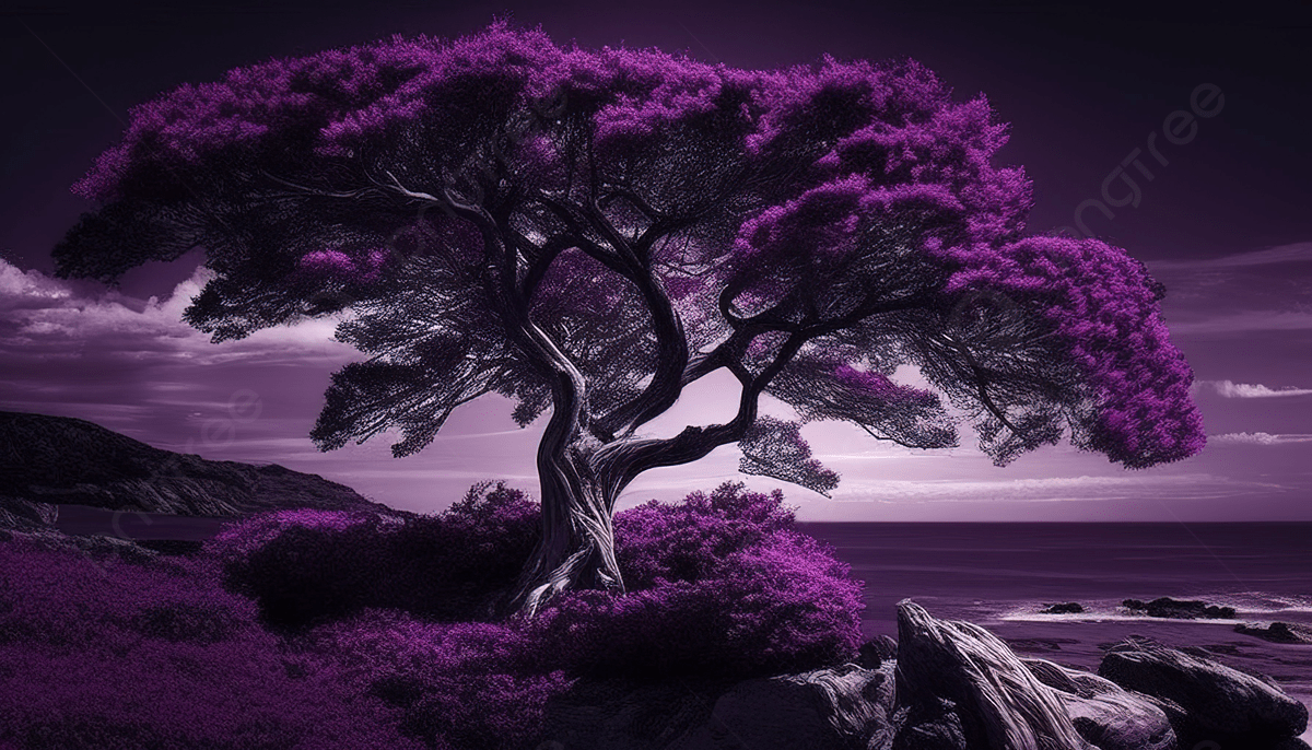 Forest Tree In The Dark Purple Background, Purple Aesthetic Picture Background Image And Wallpaper for Free Download