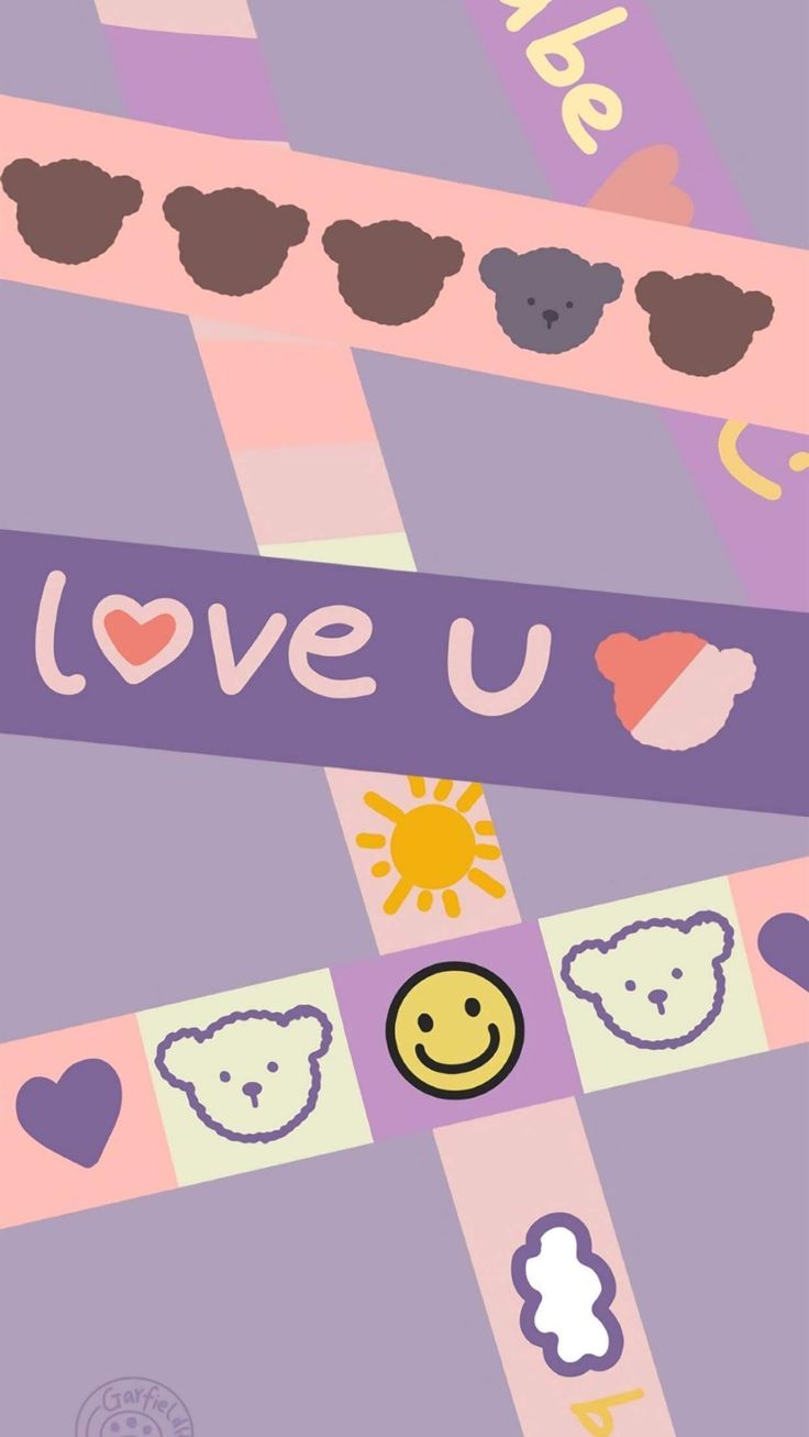 A phone wallpaper with a love U message and bears - Cute
