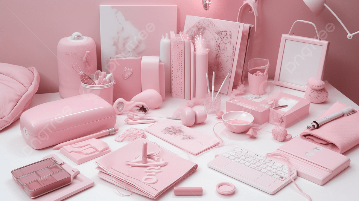 Collection Of Pink Objects On A Table In A Room Background, Light Pink Aesthetic Picture Background Image And Wallpaper for Free Download