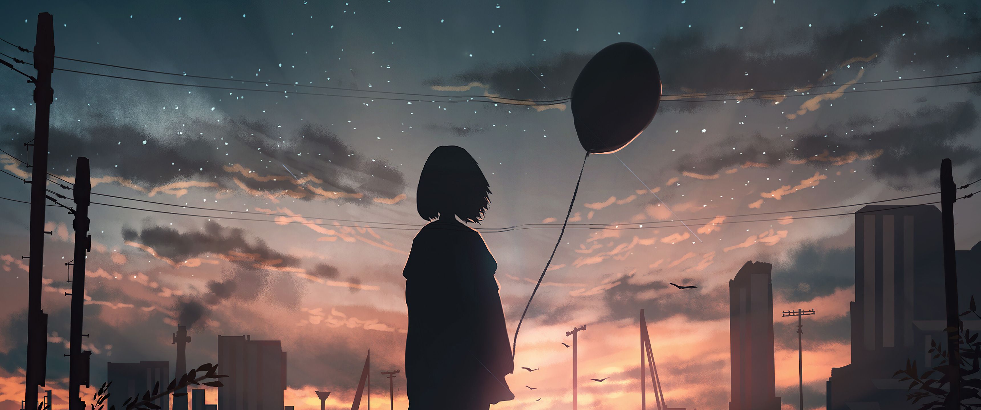 Anime Girl With Balloon In Hand 3440x1440 Resolution HD 4k Wallpaper, Image, Background, Photo and Picture