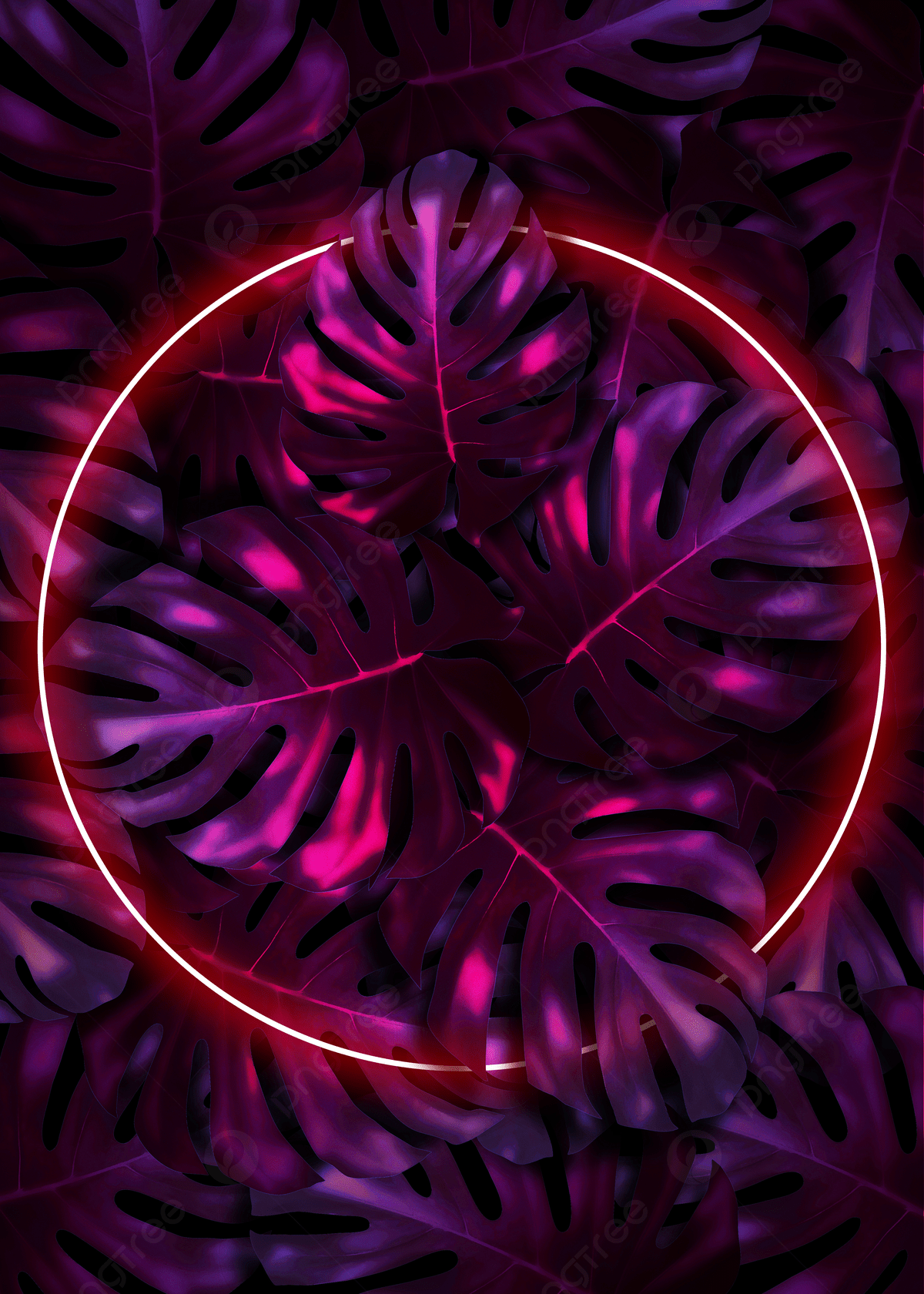 Purple Neon Plant Background Wallpaper Image For Free Download