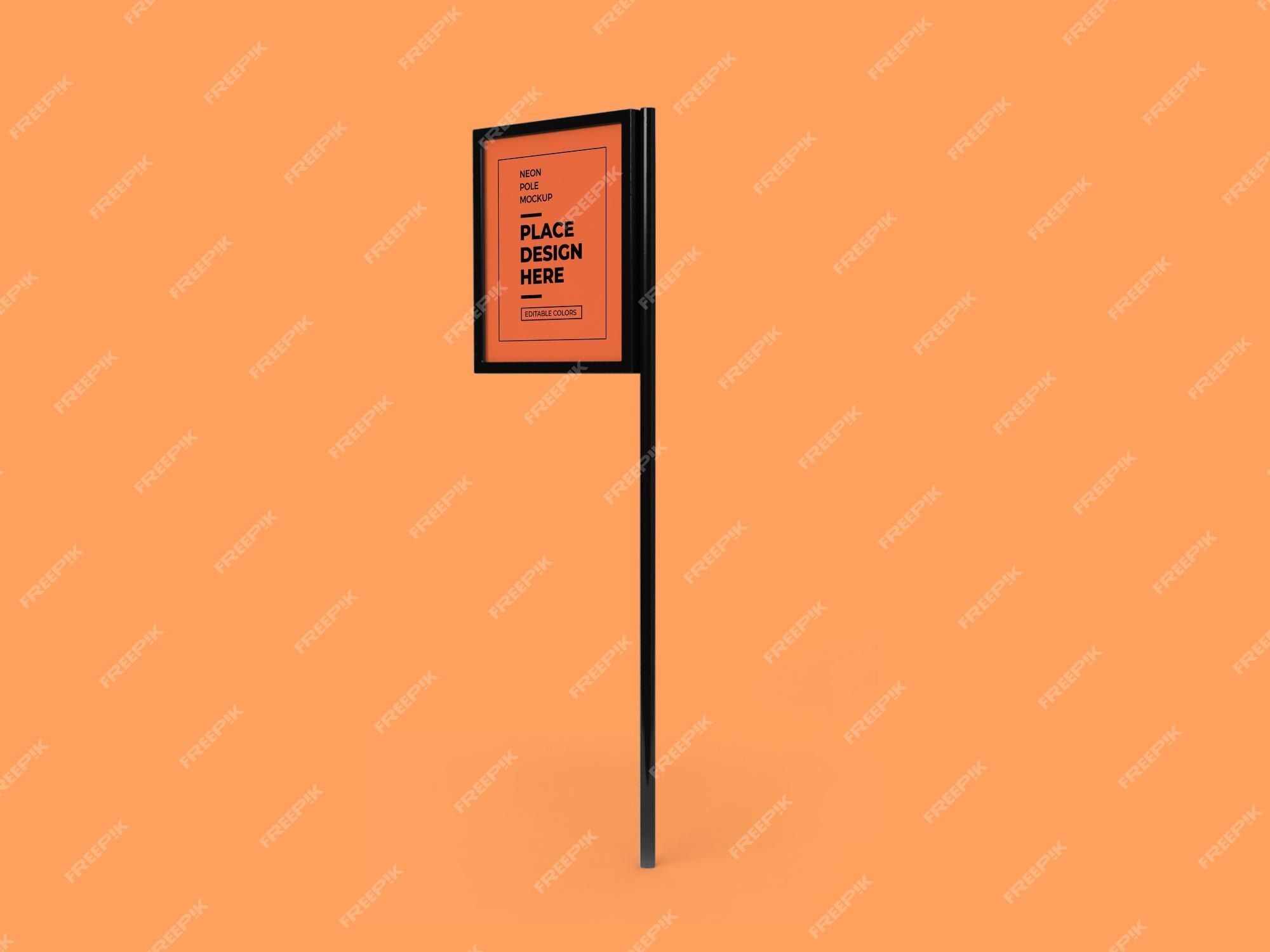 Download this free standing sign mockup to showcase your signage designs. - Neon orange