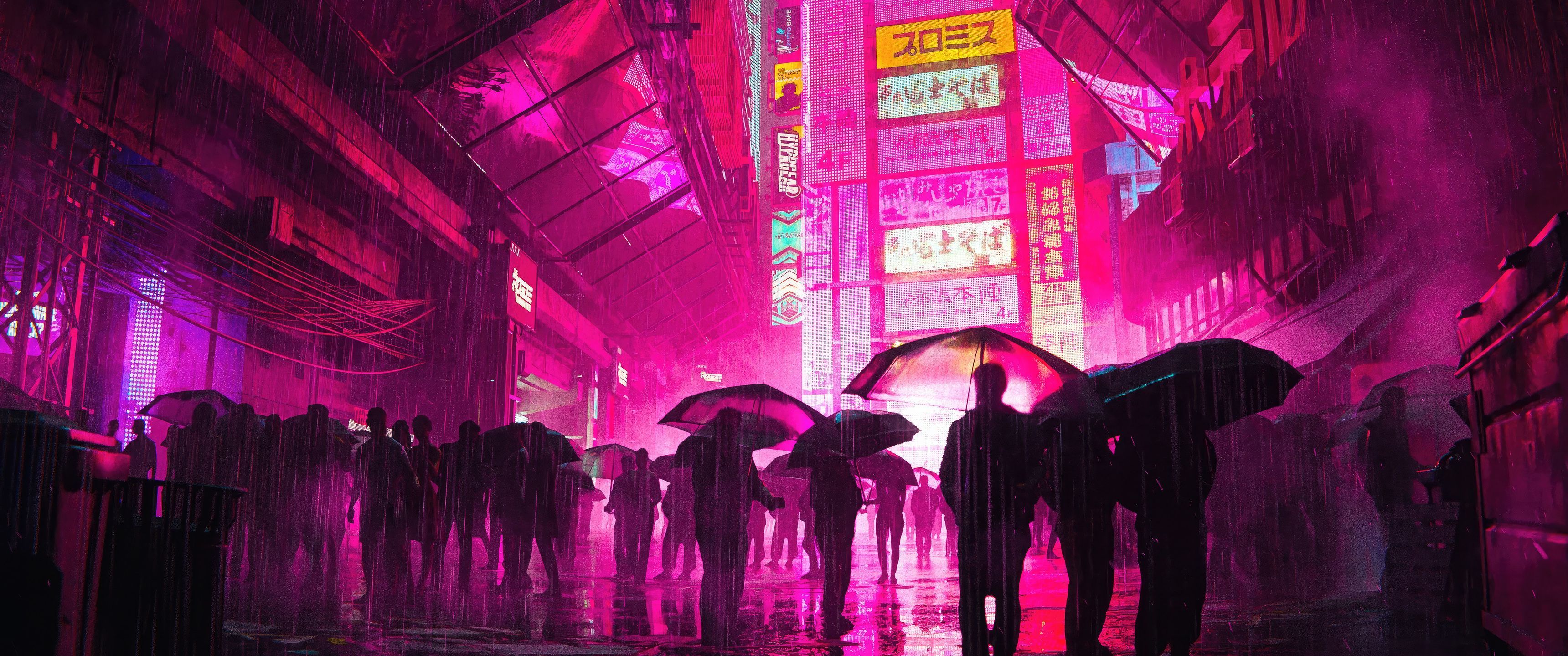 Warm Rain In A Cyberpunk Mood 3440x1440 Resolution HD 4k Wallpaper, Image, Background, Photo and Picture