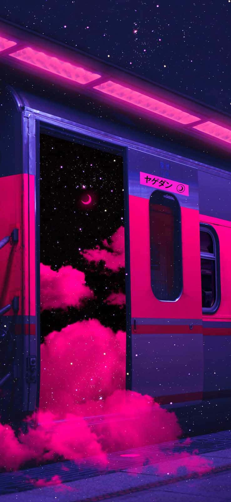 Download Purple And Magenta Japanese Train Departure Wallpaper