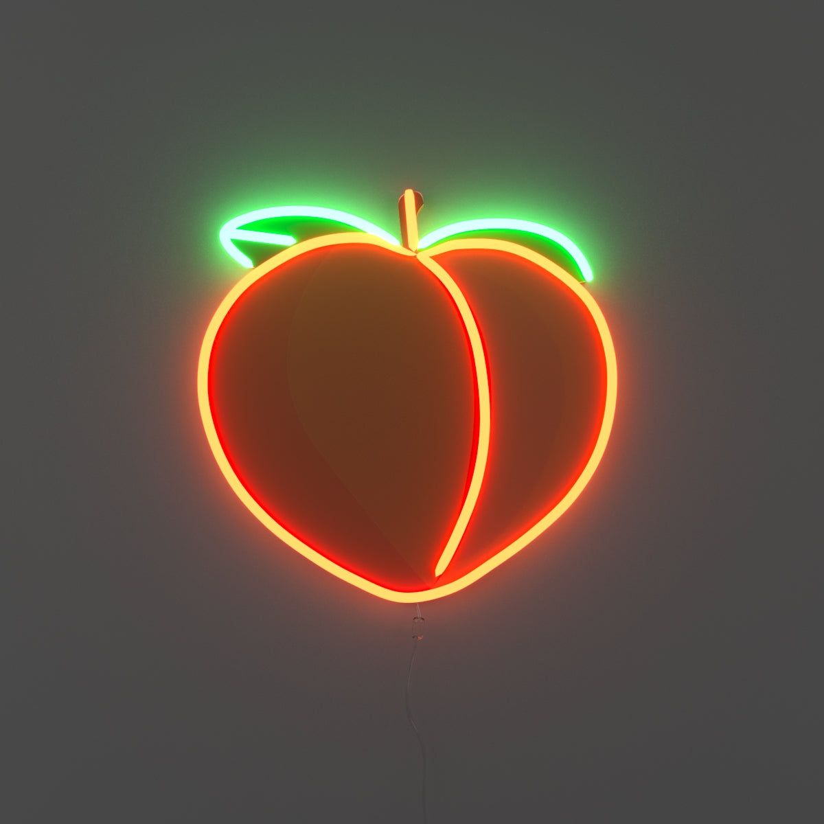 A neon sign of a peach - Neon orange