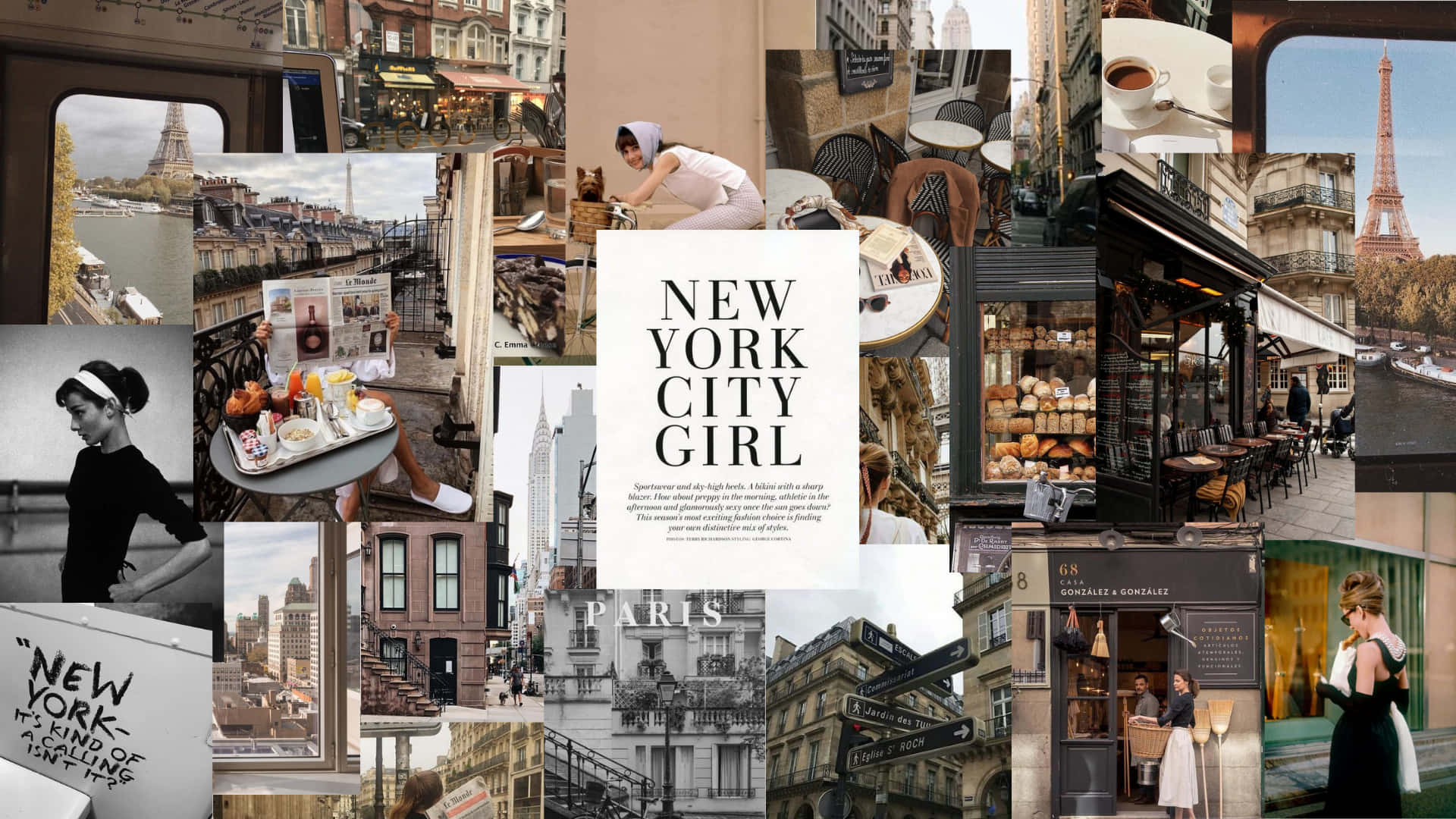 Download New York City Girl Collage Of Photo Wallpaper