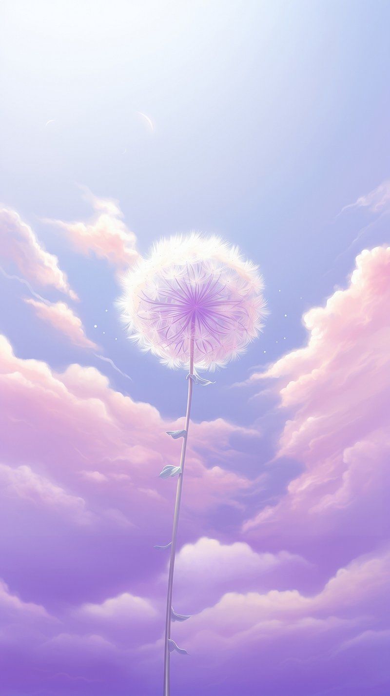 A dandelion in front of a purple sky - Purple