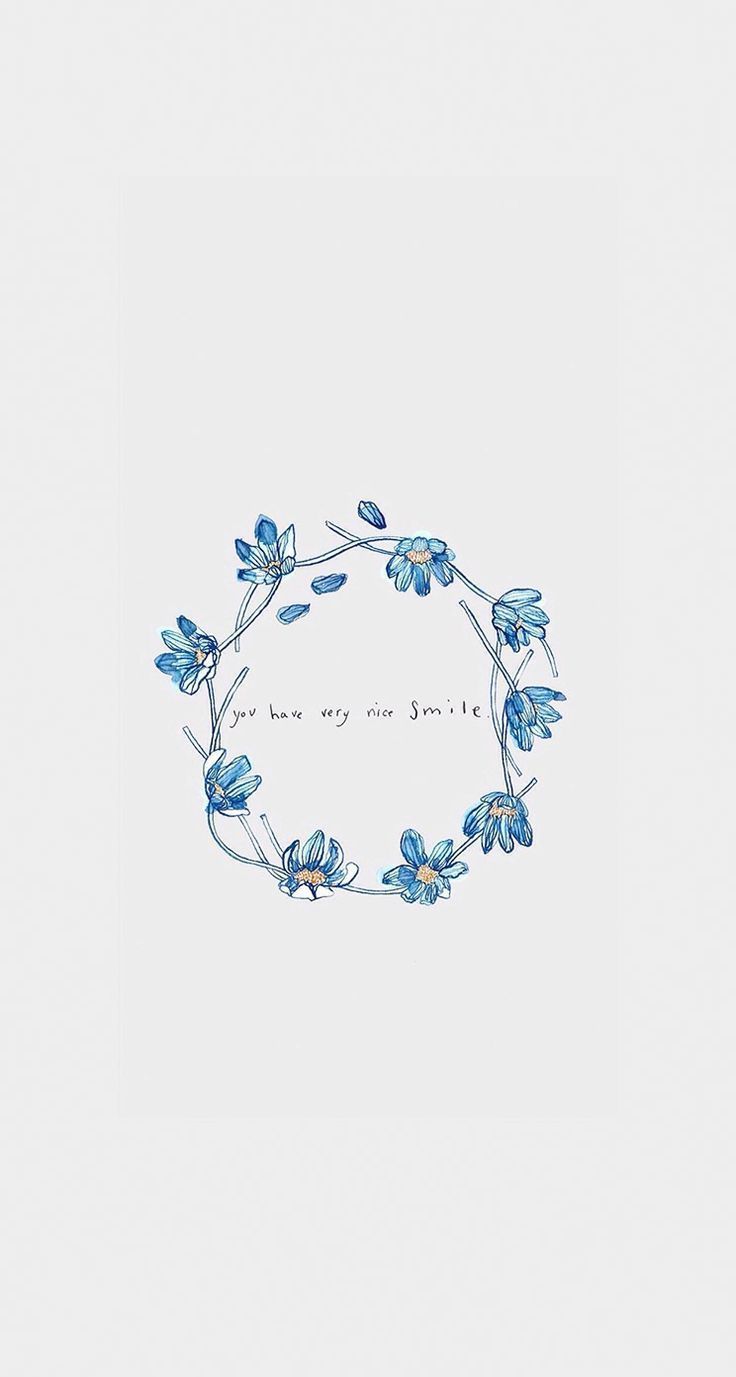 A blue flower wreath with the words i love you - Cute iPhone, modern, cute, couple, pretty, simple